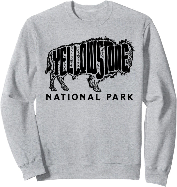 Yellowstone Sketched Bison Lettering & Typography Minimalist Sweatshirt