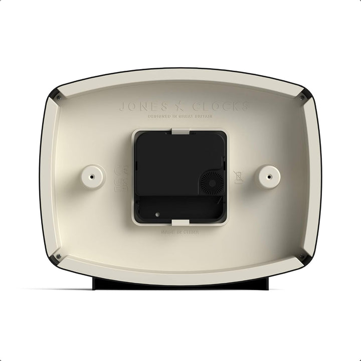 JONES CLOCKS® Schreibtischuhr 'Film' – rechteckiges Retro-Design in Schwarz, Cooler Look für Regal,