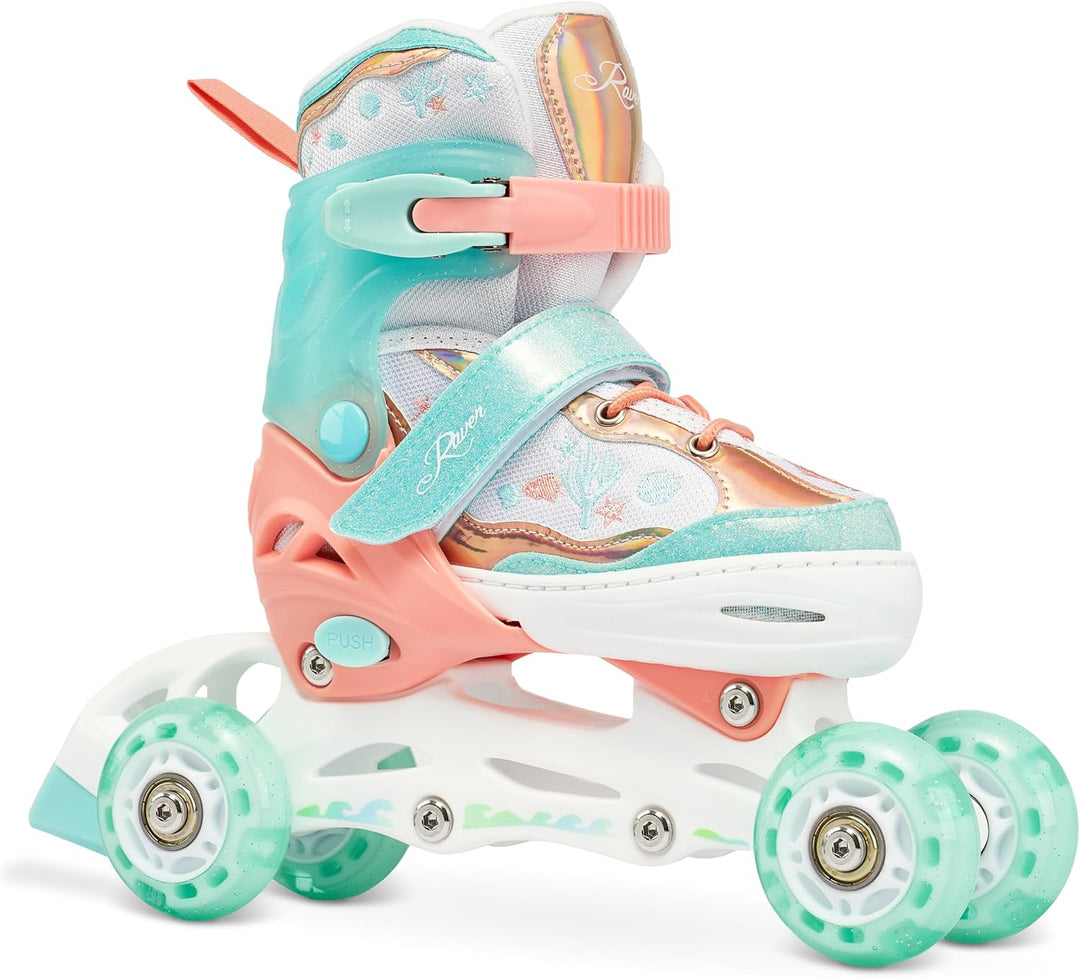 RAVEN 4in1 Inline Skates Triskates Rollschuhe Schlittschuhe Inliner für Kinder Mädchen verstellbar 2