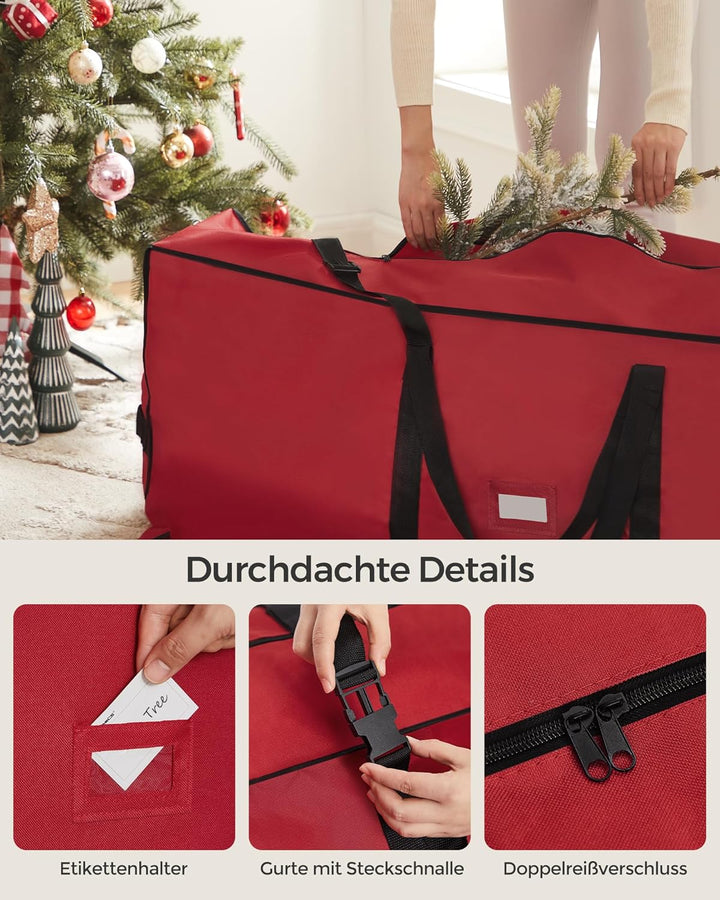 SONGMICS Aufbewahrungstasche für Weihnachtsbaum, Tragetasche auf Rollen, für Bäume bis zu 229 cm, fü