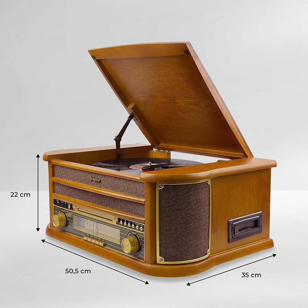 Denver MCR-50 Retro Musik-Center mit Plattenspieler braun