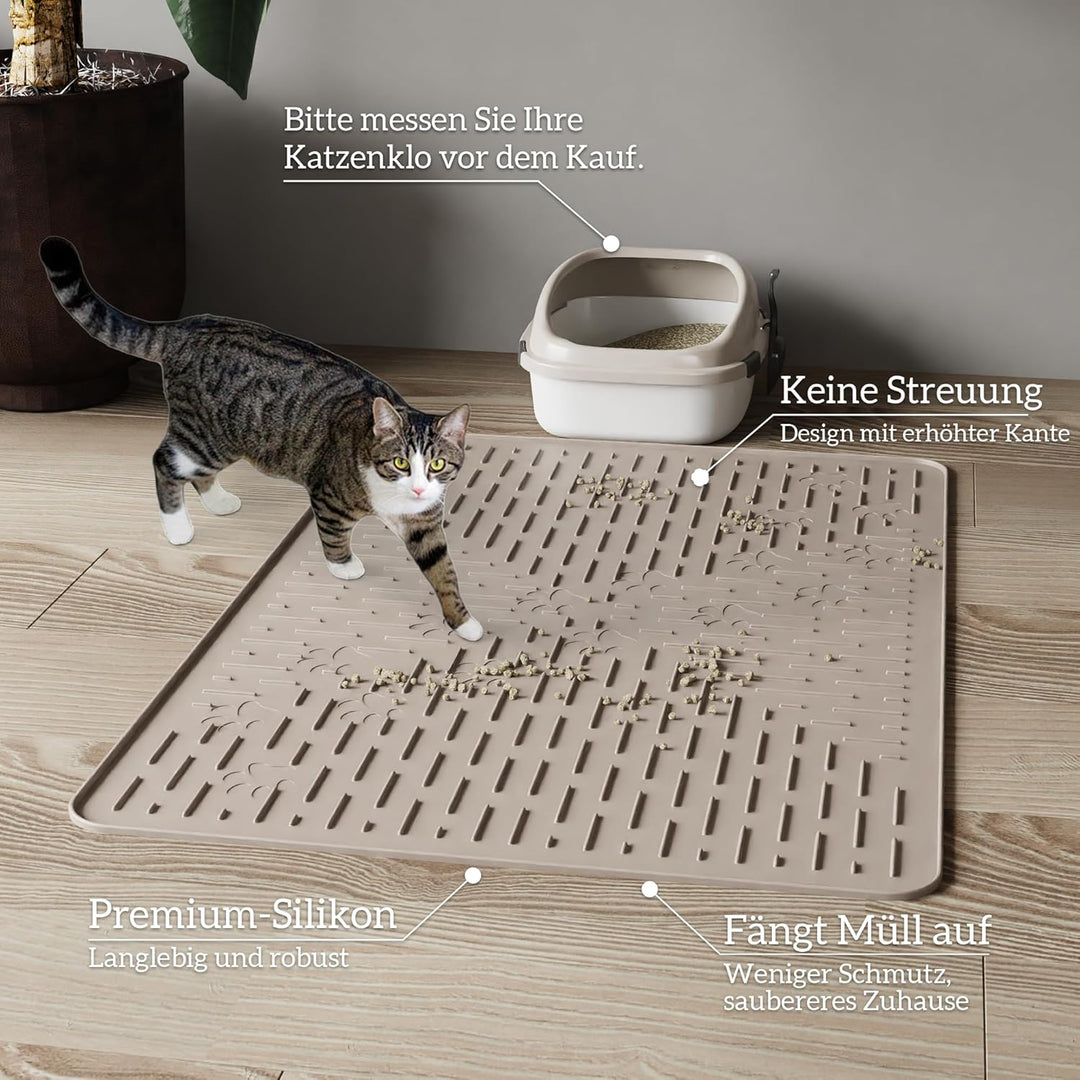 OHMO Katzenklo Matte aus Premium-Silikon 60 * 40 cm,2 Pack, wasserdicht und BPA-frei Katzentoiletten