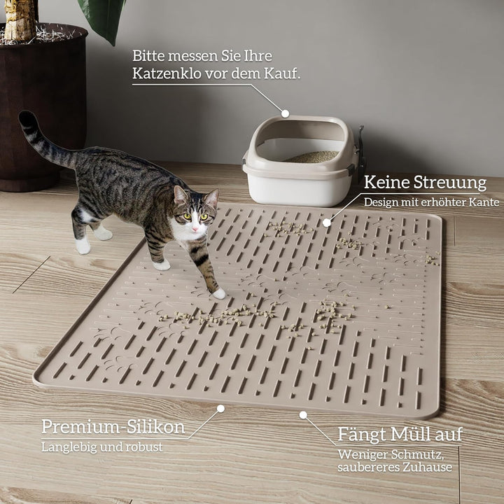 OHMO Katzenklo Matte aus Premium-Silikon 60 * 40 cm,2 Pack, wasserdicht und BPA-frei Katzentoiletten