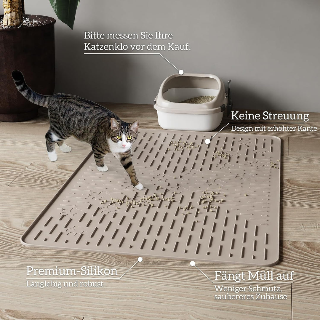 OHMO Katzenklo Matte aus Premium-Silikon 60 * 40 cm,2 Pack, wasserdicht und BPA-frei Katzentoiletten