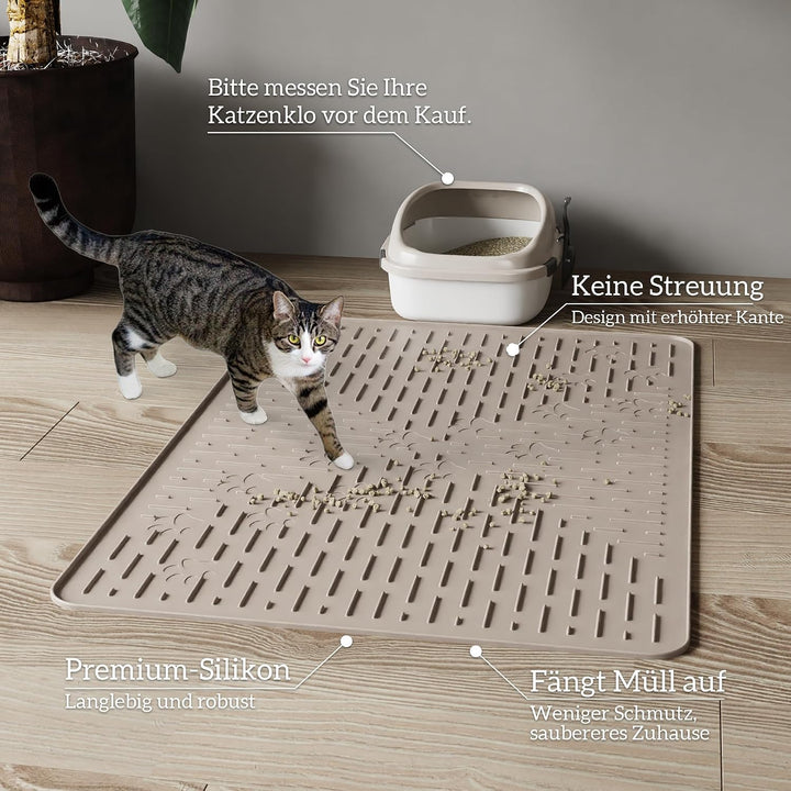 OHMO Katzenklo Matte aus Premium-Silikon 60 * 40 cm,2 Pack, wasserdicht und BPA-frei Katzentoiletten