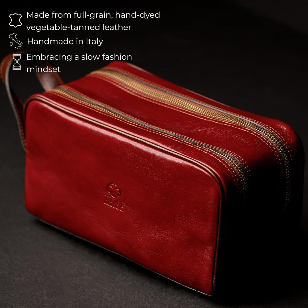 Kulturbeutel Leder Herren - Kosmetikbeutel - Waschtasche für Männer - 100% Echtleder - Hochwertige K