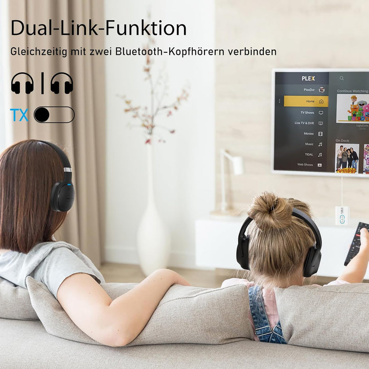 1Mii Bluetooth 5.3 Adapter für TV, 2-in-1-Bluetooth Sender Empfänger, aptX-Adaptive &amp; HD Kabellos Au
