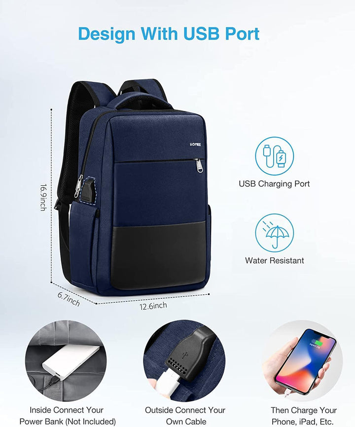 HOMIEE Rucksack Herren Laptop Rucksack Damen Wasserdicht Backpack Uni Tagesrucksack Laptoprucksack A