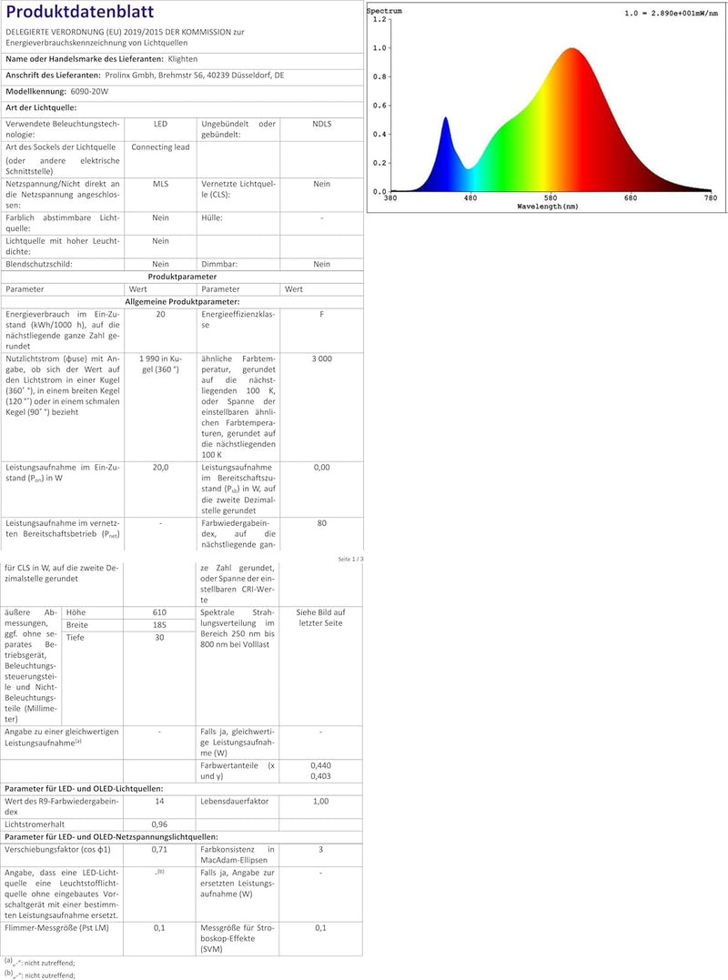 Klighten Wandlampe LED 20W, 60CM Wandleuchte Modern Innen, 3000K Warmweiss Wandbeleuchtung für Bad W