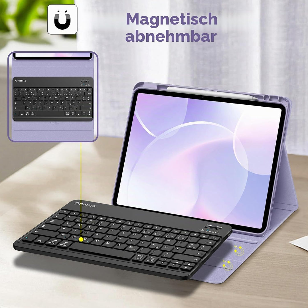 FINTIE Hülle mit Tastatur für iPad Air 13 Zoll M4/M3/M2 (2026/2025/2024), Soft TPU Rückseite Gehäuse