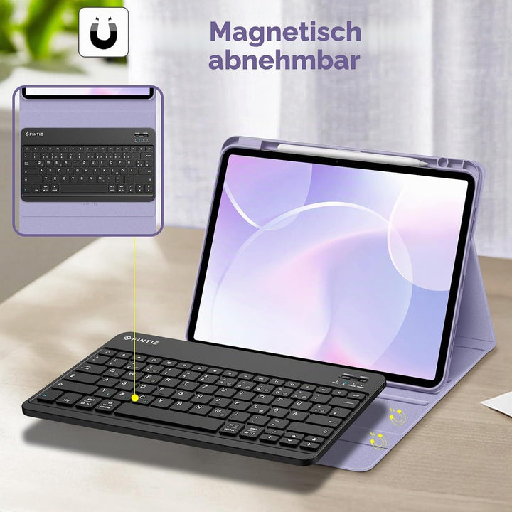 FINTIE Hülle mit Tastatur für iPad Air 13 Zoll M4/M3/M2 (2026/2025/2024), Soft TPU Rückseite Gehäuse