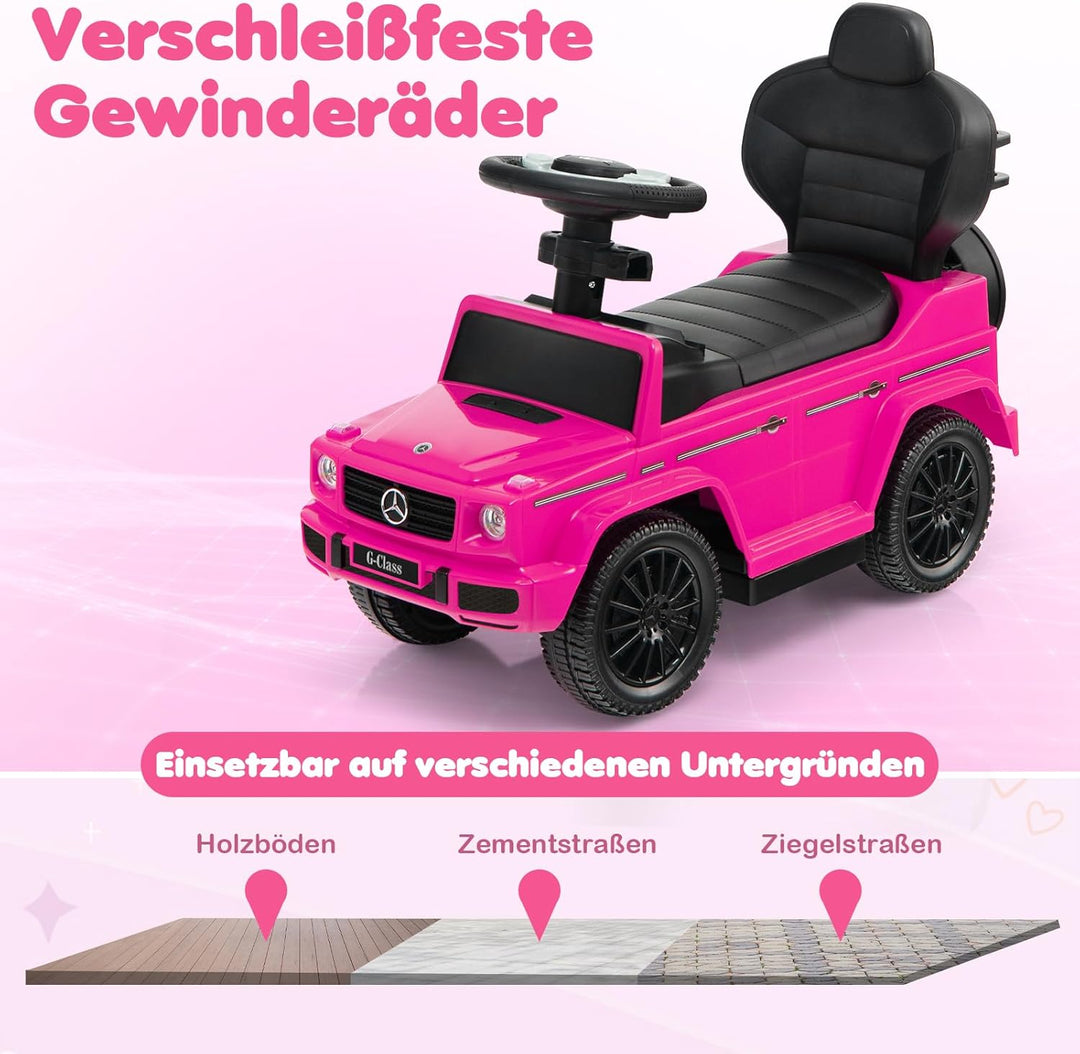DREAMADE 3-in-1 Kinder Rutschauto,Mercedes-Benz lizenzierter Schiebewagen mit Schiebegriff, verstell