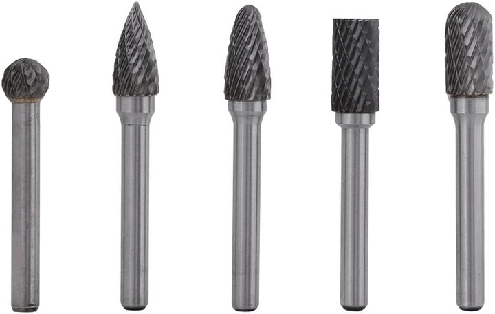 5Pcs 6mm Schaft Wolfram Stahl Rotary File Cutter Bits Doppelt Gestreift Schleifen Grat Kit 10mm Kopf