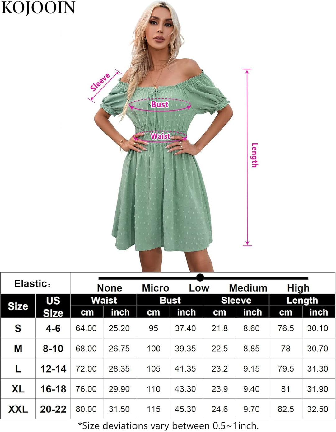 Damen Kleider MiniKleid Swiss dot Kurzarm Puffärmel mit Rüsche trägerlos Kleider Tupfen Freizeit Som