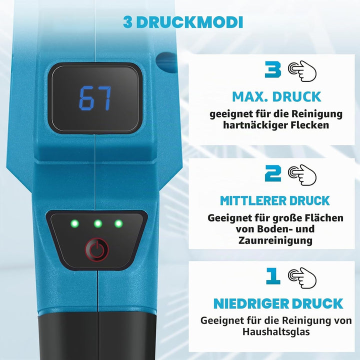 Akku Hochdruckreiniger, 120Bar Mobiler Hochdruckreiniger mit 2 Akku, 6-in-1-Multifunktionsdüse,180°