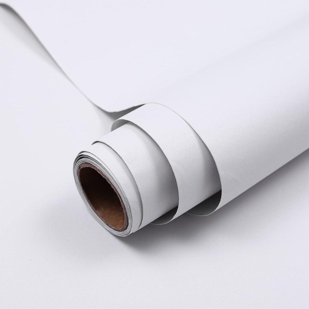 Hode Klebefolie Weiss Matt 60X600cm Selbstklebende Möbelfolie für Möbel Wände Schrank Tischplatten F
