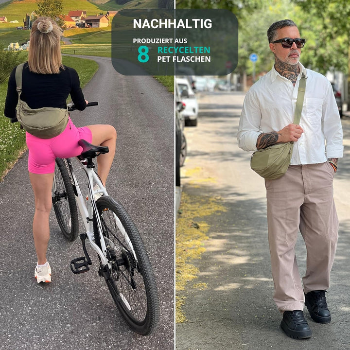 FUCHS & REBELL® Moon Bag BELA - Smart & Nachhaltig – Fahrrad Crossbody Tasche mit 3-Punkt-Gurt-Syste