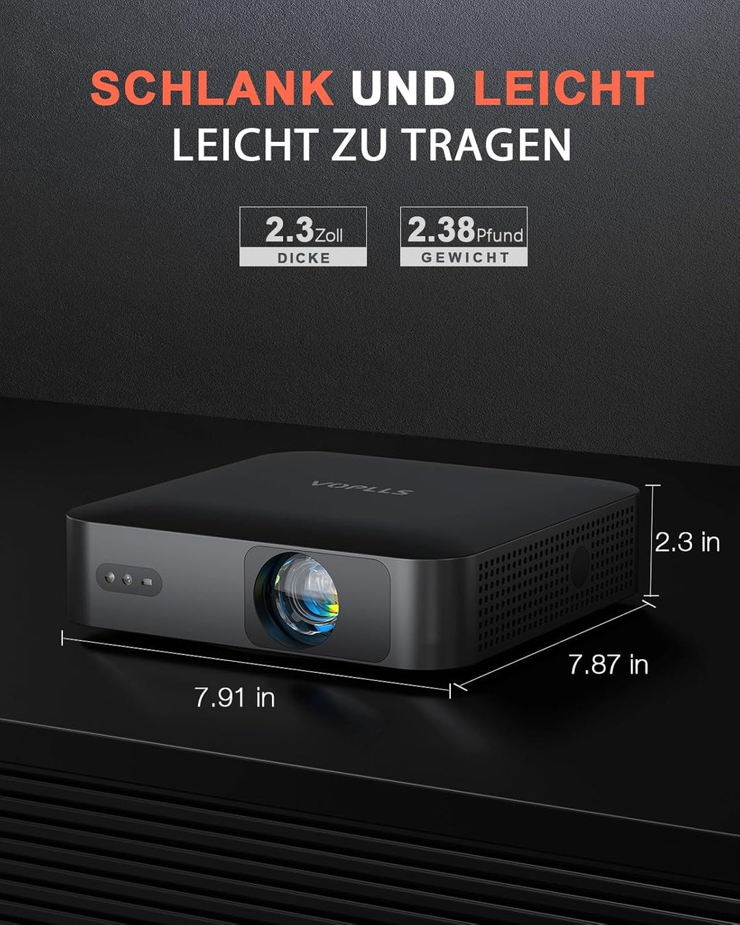 Mini Beamer【Autofokus/Trapezkorrektur】 Projektor 1080P Full HD 23000L WiFi6 Bluetooth 4K Unterstützt