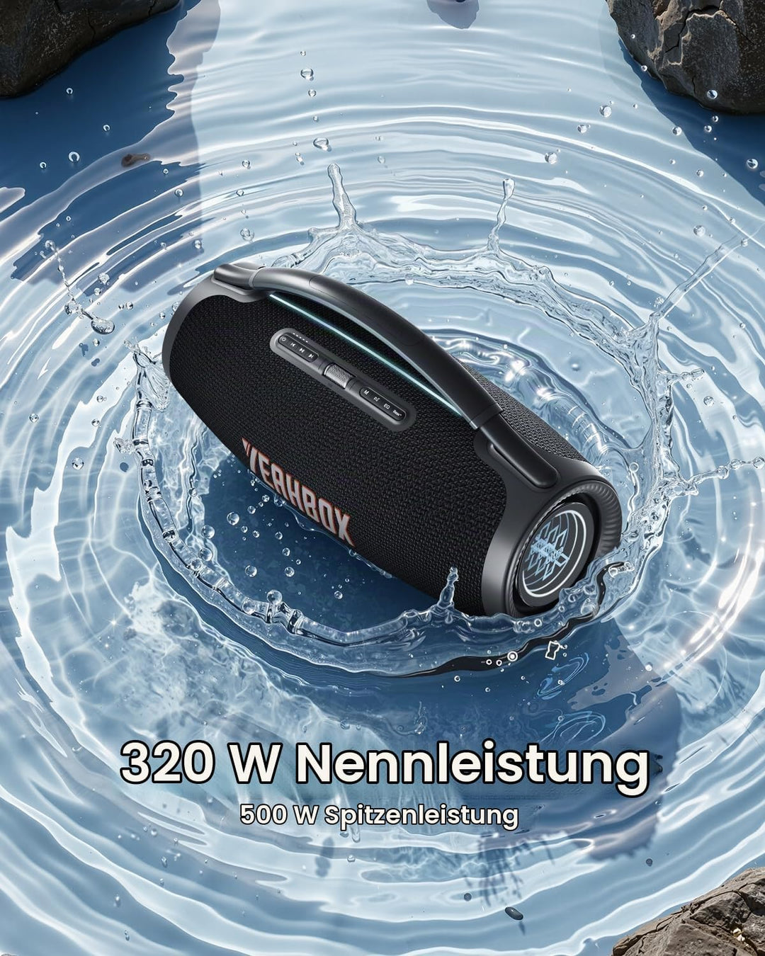 YEAHBOX Sonic Boom Ultra K Karaoke Lautsprecher Bluetooth, Partylautsprecher mit 2 kabellosen Mikrof