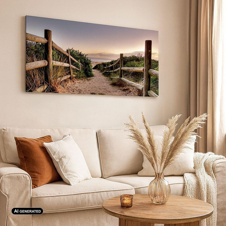 Wandbilder Dekoration Wohnzimmer Pfad Landschaft Himmel Panorama Bilder auf Leinwand 120x50cm Leinwa
