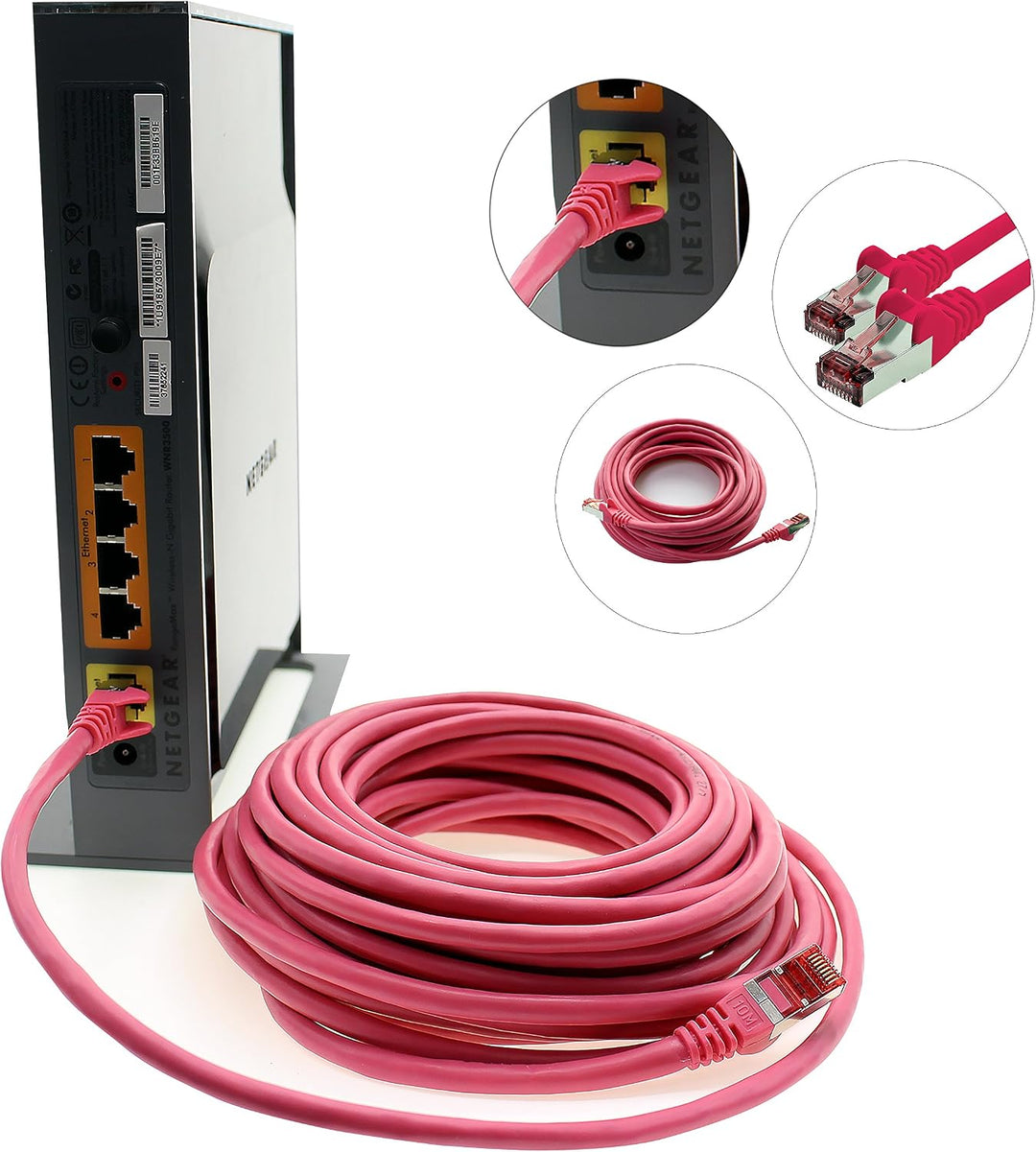 Netzwerkkabel Cat.6 50m magenta - 1 x Ethernetkabel Lankabel Cat6 Lan Netzwerk Kabel Sftp Pimf Patch