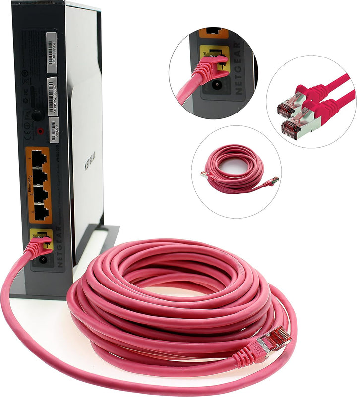 Netzwerkkabel Cat.6 50m magenta - 1 x Ethernetkabel Lankabel Cat6 Lan Netzwerk Kabel Sftp Pimf Patch
