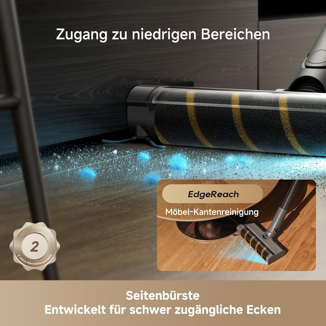 dreame R30 Kabelloser Staubsauger, Seitenbürste, für zahlreiche Flächen, Staubbeleuchtung, ohne Verh