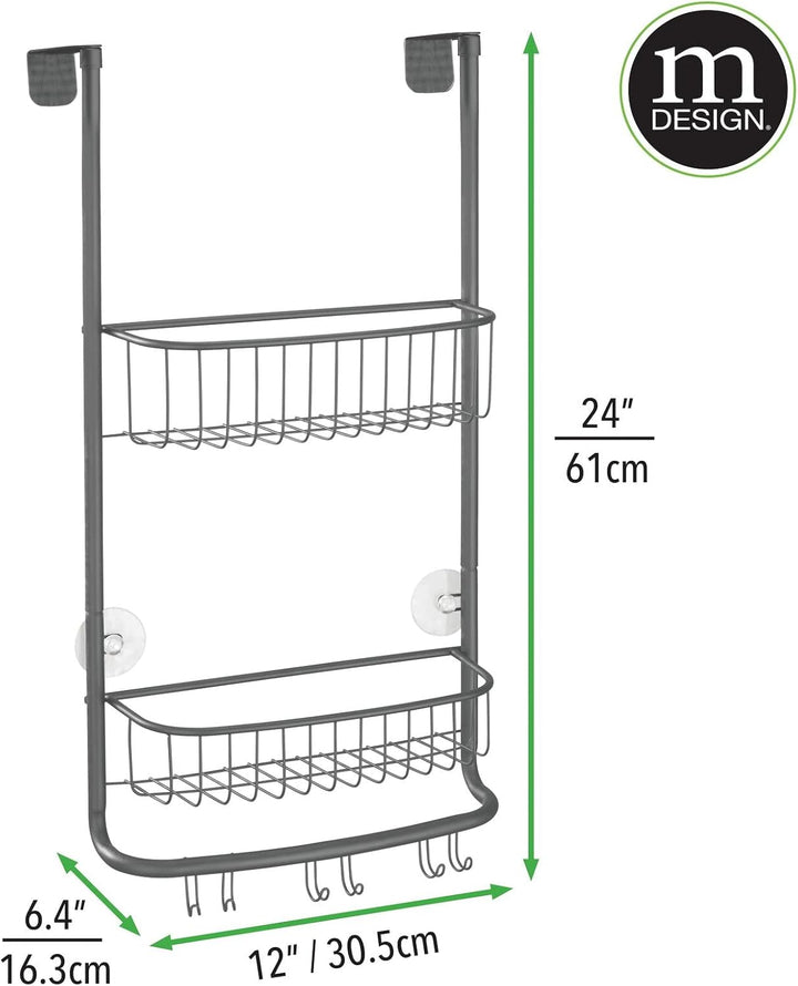 mDesign Duschablage zum Hängen – praktisches Duschregal ohne Bohren aus rostfreiem Metall – 2 Duschk
