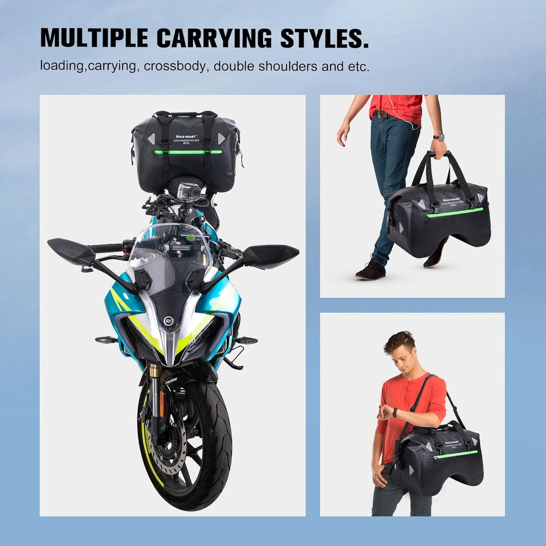 WILD HEART Motorrad-Rücksitztasche U-förmige wasserdichte Hecktasche 50L Motorradausrüstung Lokomoti