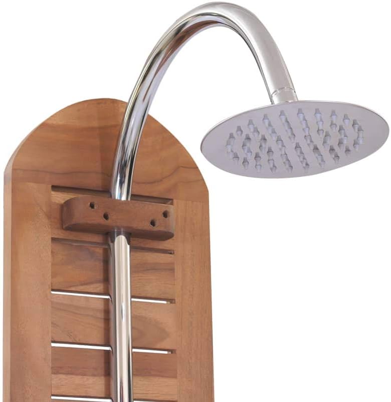 Festnight Gartendusche Aussendusche Garten Edelstah Aussendusche Duschkopf Teak Massiv 70 x 75 x 204