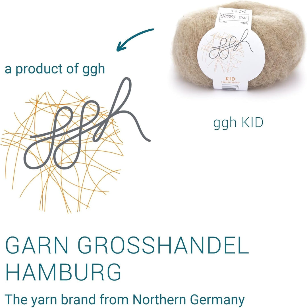 ggh Kid Box - 6 Knäuel Strickwolle aus Kid Mohair - Farbe 143 - Beige, 143 - Beige