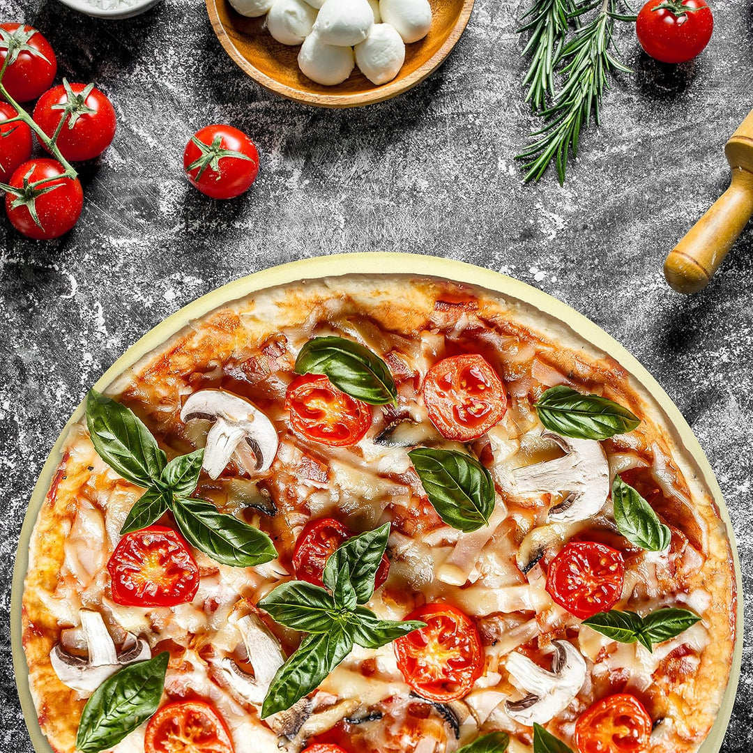FENNEK XL Pizzastein | Ø320 mm | Dicke: 20 mm | für Backofen, Steinofen, Kohle-Grill, Gas-Grill etc.