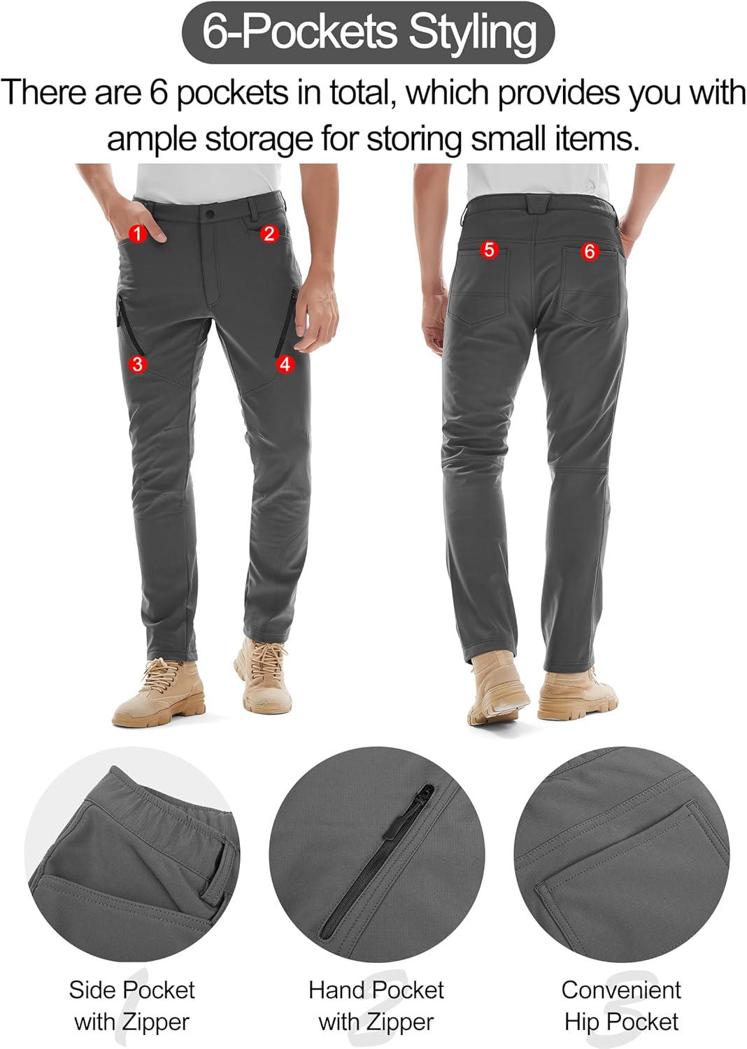 KUTOOK wasserdichte Softshellhose Herren Winter Outdoor Hose für Trekking Wandern Bergsteigen HP010