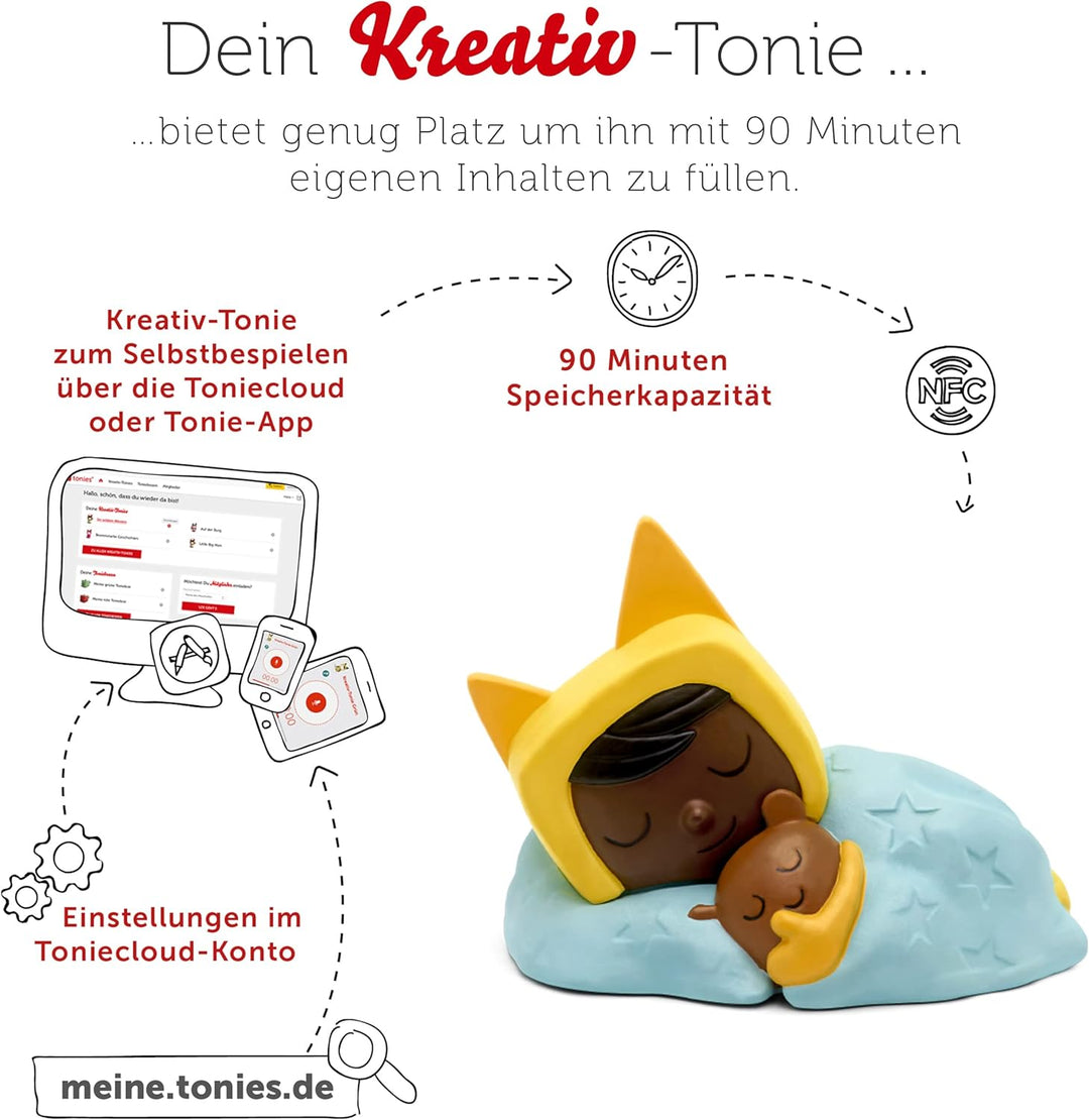 tonies Hörfigur für Toniebox, Kreativ Sleepy zum Selbstbespielen, bis zu 90 Minuten Speicher für eig
