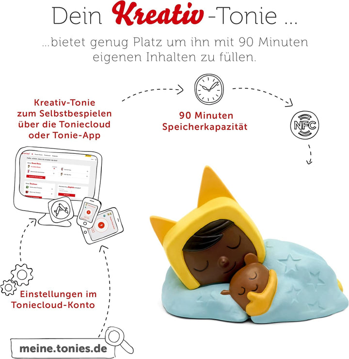 tonies Hörfigur für Toniebox, Kreativ Sleepy zum Selbstbespielen, bis zu 90 Minuten Speicher für eig
