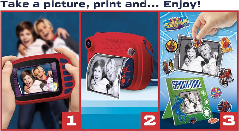 Lisciani - Spider-Man Print CAM - Sofortbildkamera - Hi-Tech Educative - 4 Zoll Farbbildschirm - Dua