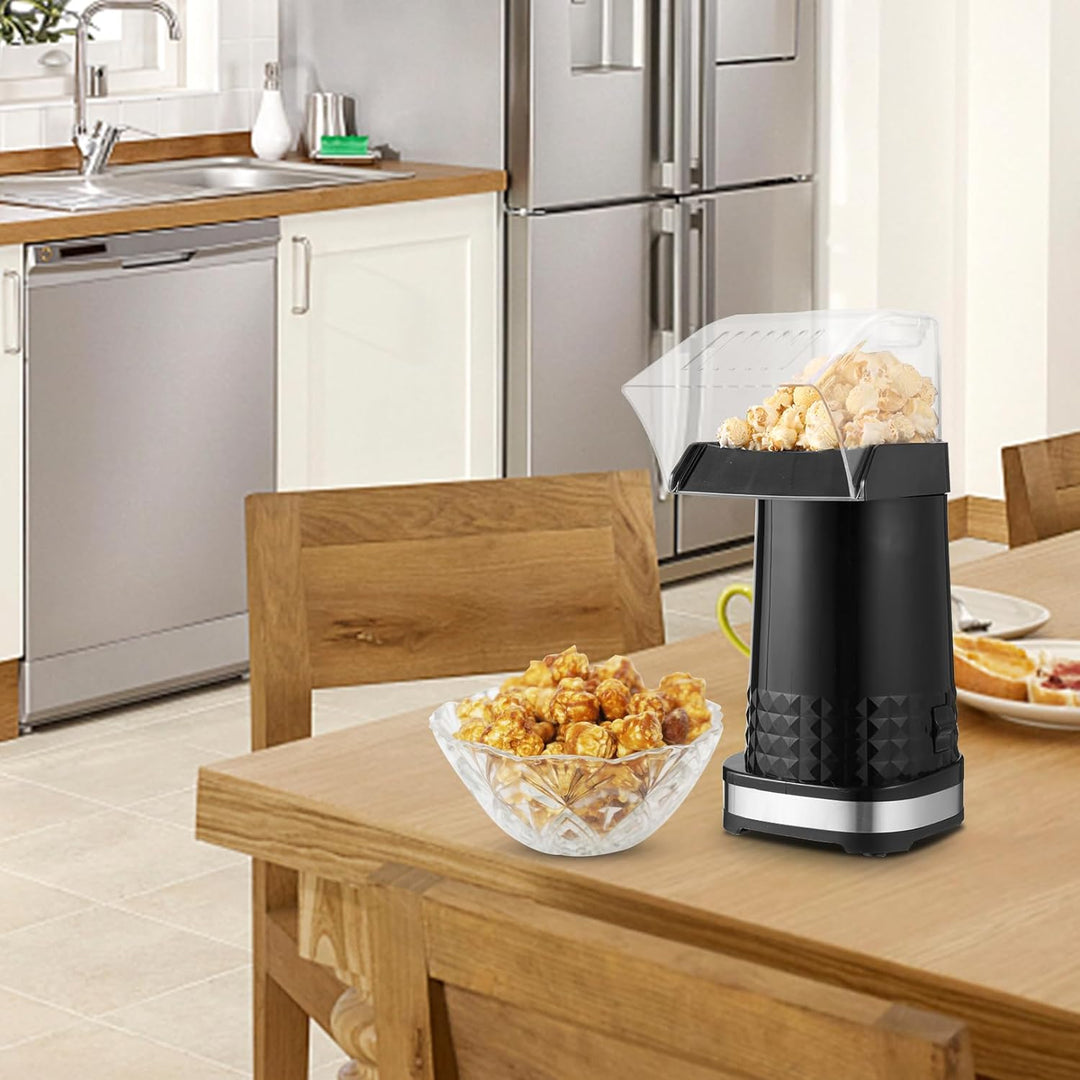Nictemaw Popcornmaschine Heissluft 1200W Elektrischer Popcorn Maker für Zuhause, Schwarz