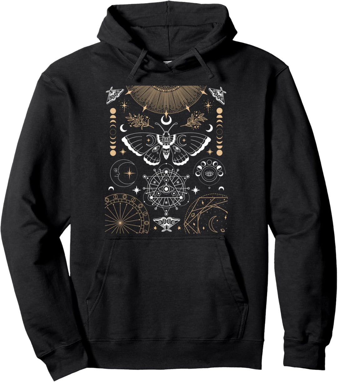 Luna Moth Mondphasen Witchy Dark Academia Aesthetic Occult Pullover Hoodie
