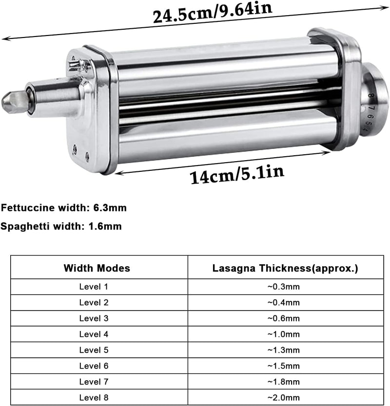 Pasta Roller Maker Zubehör Set, Edelstahl Spaghetti Cutter KitchenAid Pasta Press Zubehör Pasta Masc