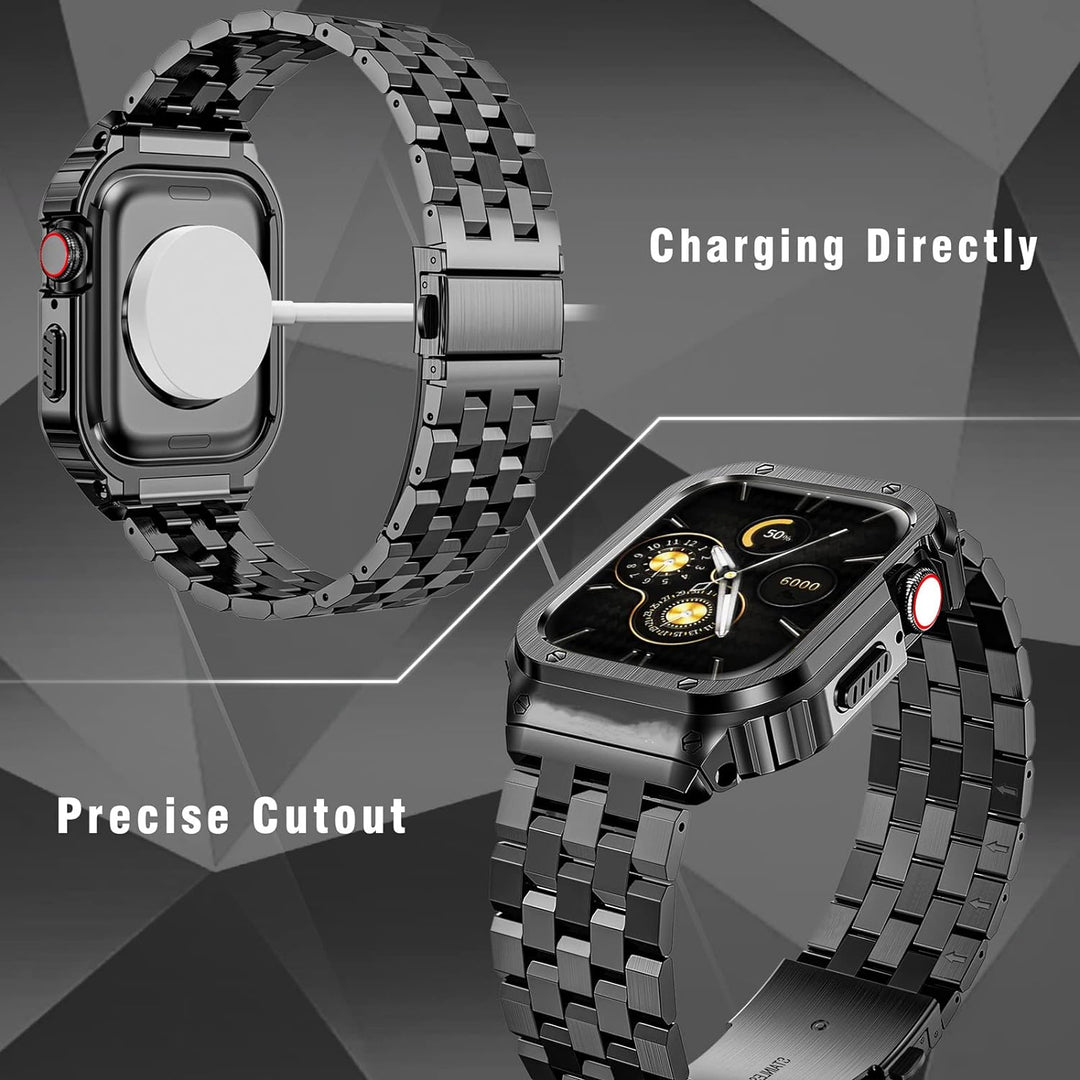 HASLFM Apple Watch Armbänder Kompatibel für iWatch Serie 6/5/4/SE/3/2/1(44mm/42mm), Edelstahl Apple