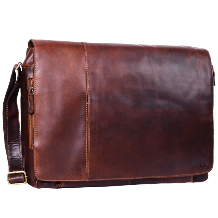 STILORD 'Maximus' XXL Ledertasche riesige Umhängetasche Unitasche 17 18 19 21 Zoll Laptop Aktentasch