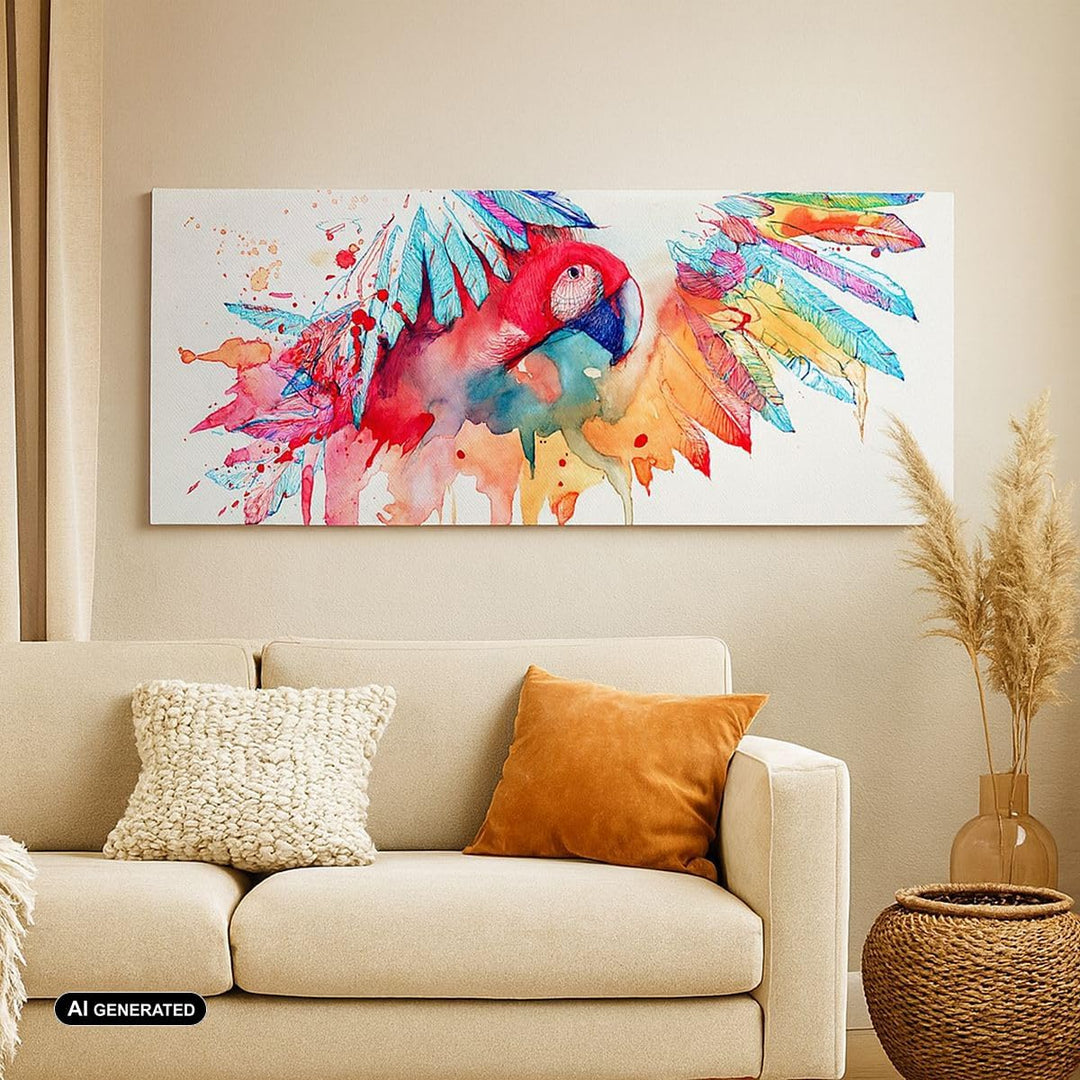 Wandbilder Dekoration Wohnzimmer Natur Malerei Papagei Kinder Panorama Bilder auf Leinwand 120x50cm