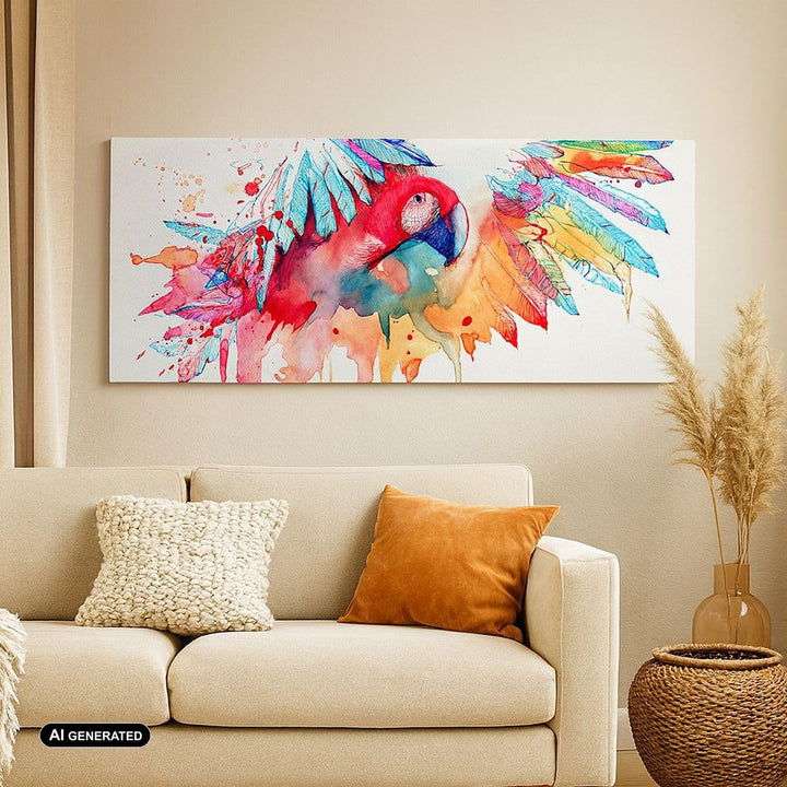 Wandbilder Dekoration Wohnzimmer Natur Malerei Papagei Kinder Panorama Bilder auf Leinwand 120x50cm
