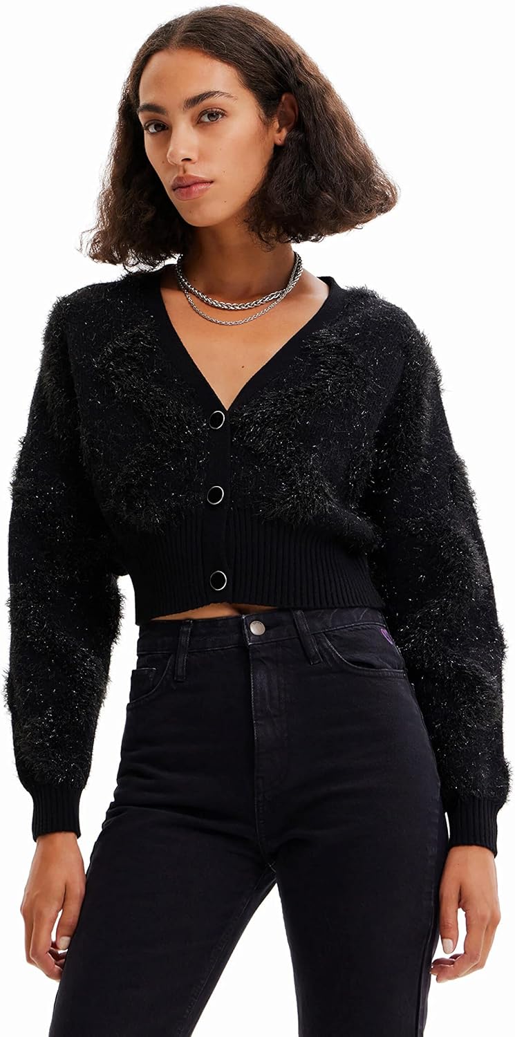 Desigual Damen Pullover Sweater M Schwarz, M Schwarz