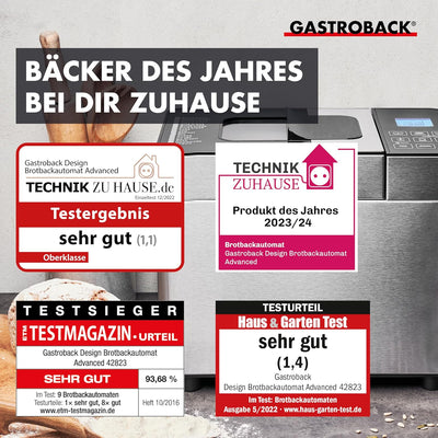 Gastroback 42823 Design Brotbackautomat Advanced, Edelstahl Brotbackmaschine 18 Programme, automatis