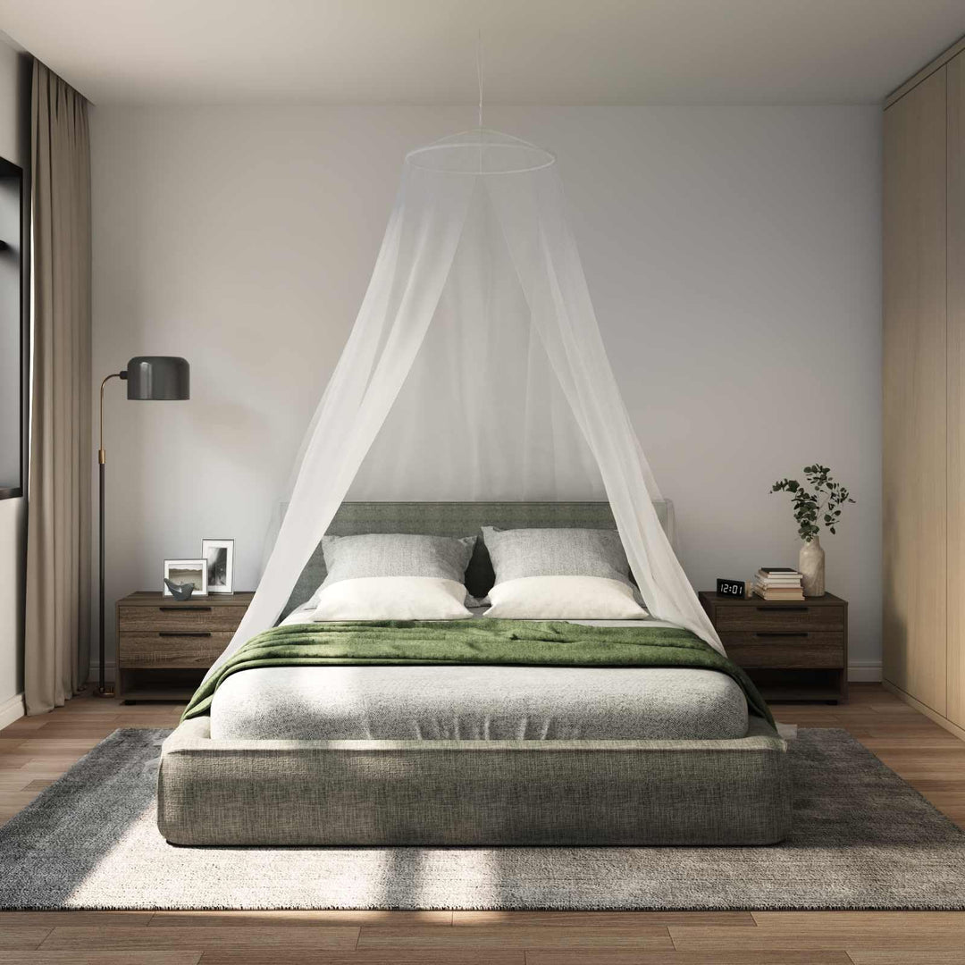 Moskito Netz für das Bett 3 STK. aus Polyester 156 Mesh Weiss, 56 cm Oben 220 cm hoch, mit genähtem