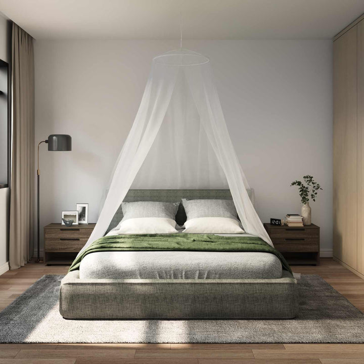 Moskito Netz für das Bett 3 STK. aus Polyester 156 Mesh Weiss, 56 cm Oben 220 cm hoch, mit genähtem