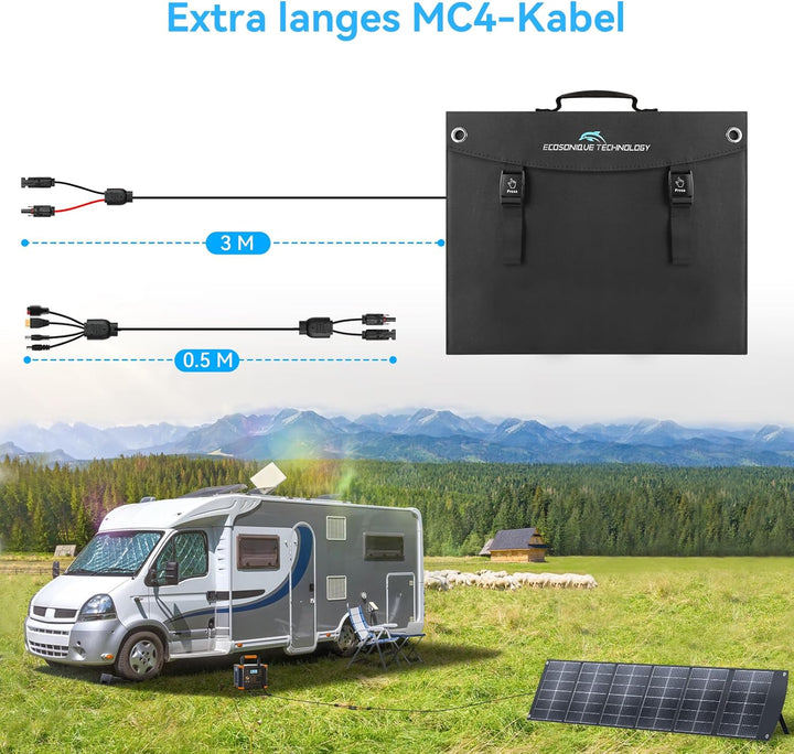 Ecosonique 200W Tragbares SolarPanel, Faltbar Solarmodul mit Kickstand, USB-C PD3.0 & USB-A QC3.0, M