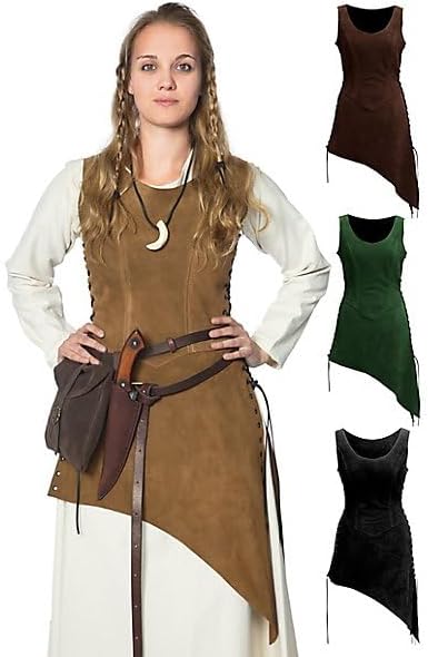 Andracor – Schlichtes Mieder mit Rock – Kurzes Überkleid aus Veloursleder mit Schnürung – für LARP,