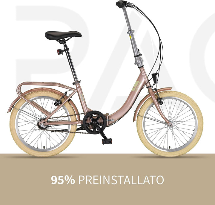 PACTO Nine - Hollandrad Komfortables Klappfahrrad 27cm Stahlrahmen Bike 20 Zoll Bicycle Shimano Nexu